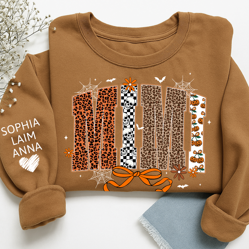 Personalized Coquette Halloween Mimi, Gift for Grandma with Leopard And Custom Name