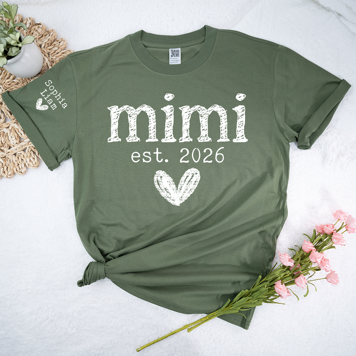 Mimi Est. 2026 Shirt, Personalized Mimi T Shirt, Custom Grandma Gift, Cute Heart Design for Mimi