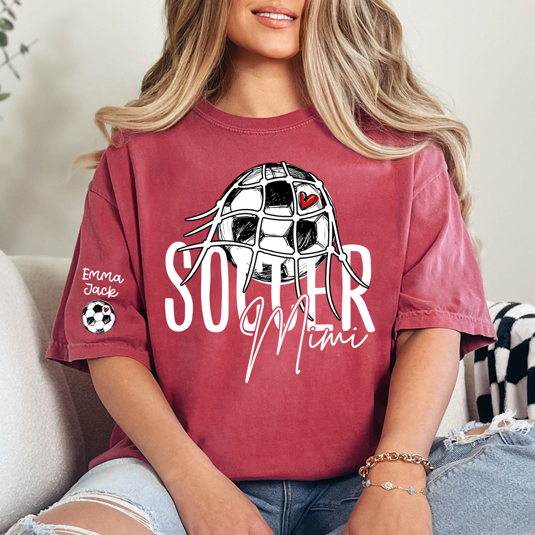 Personalized Soccer Mimi Shirt, Soccer Ball Family Names Tee