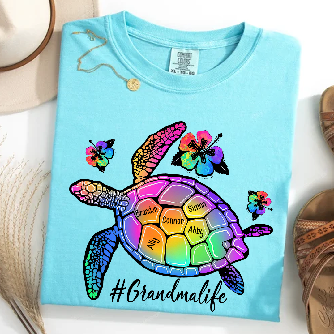 Comfort Colors® Grandma Life Turtle With Grandkids Summer T-Shirt, Gift For Grandma T-Shirt