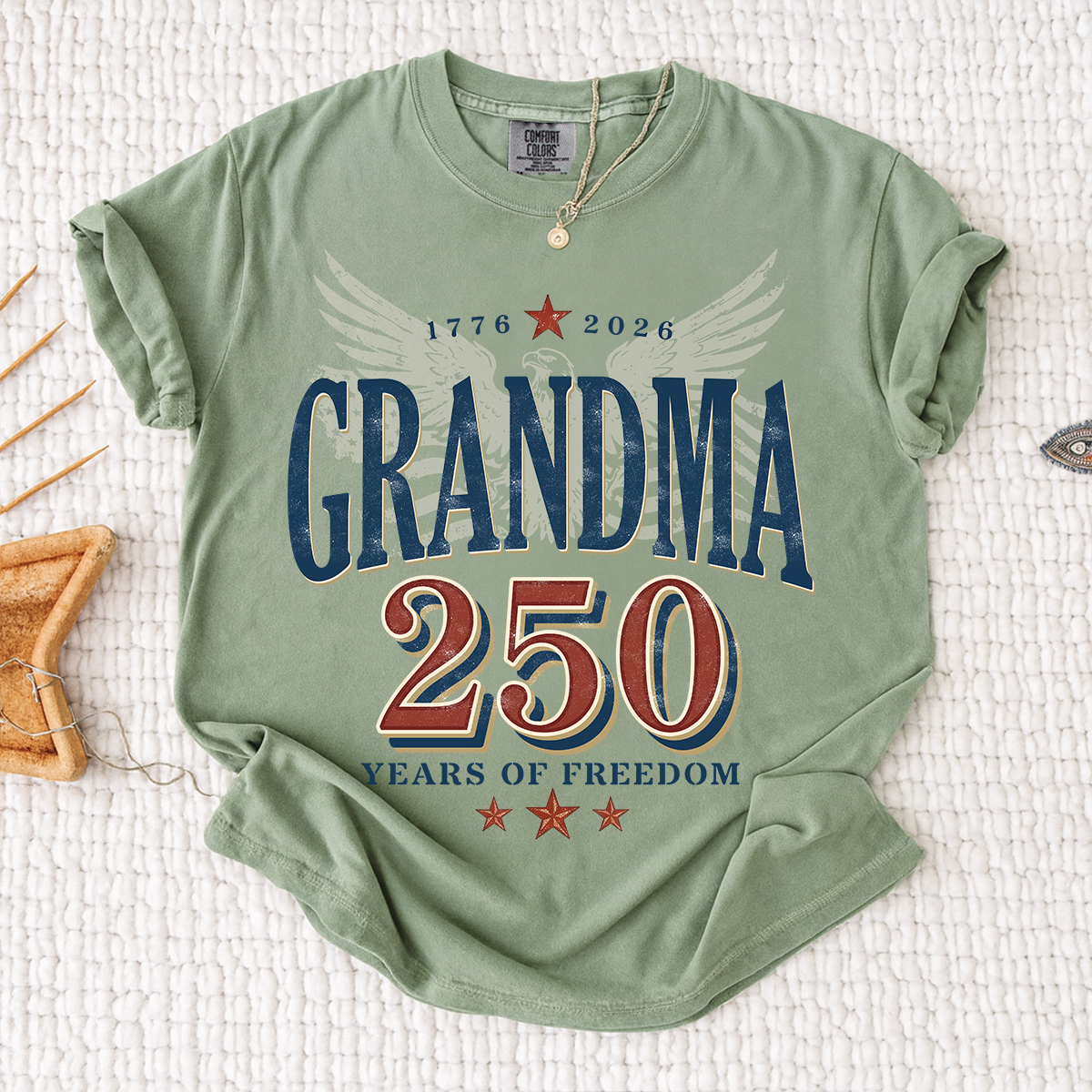 Comfort Colors® Patriotic Grandma T-Shirt, Established 2026 - 250 Years of Freedom Tee