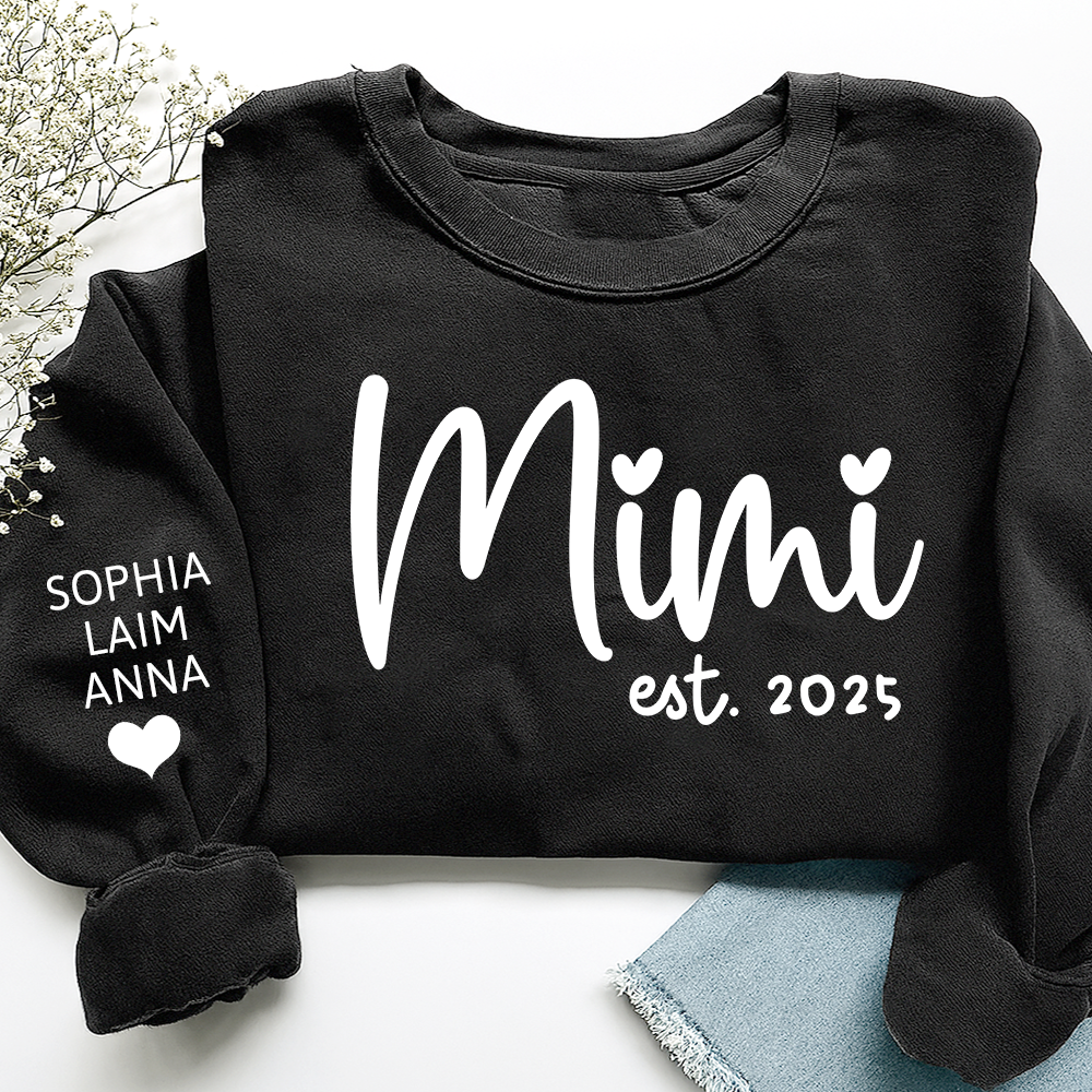 Personalized Mimi Sweatshirt, Custom Est. 2025 Grandma Gift with Kids’ Names