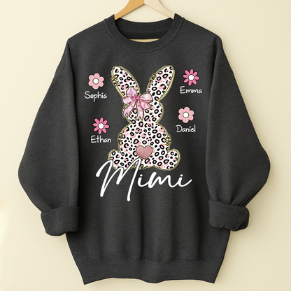 Personalized Nana Bunny Sweatshirt With Kids Names, Easter Gift For Nana