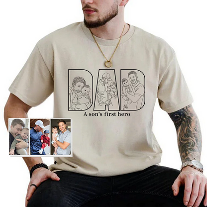 Custom Photo Portrait Embroidery Sweatshirt Gift For Dad And Mom Hoodie