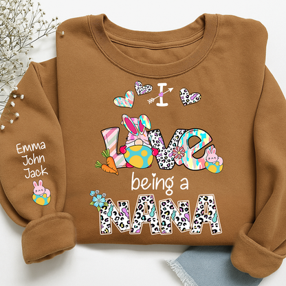 Nana Sweatshirt I Love Being a Nana, Colorful Heart Design Family Style
