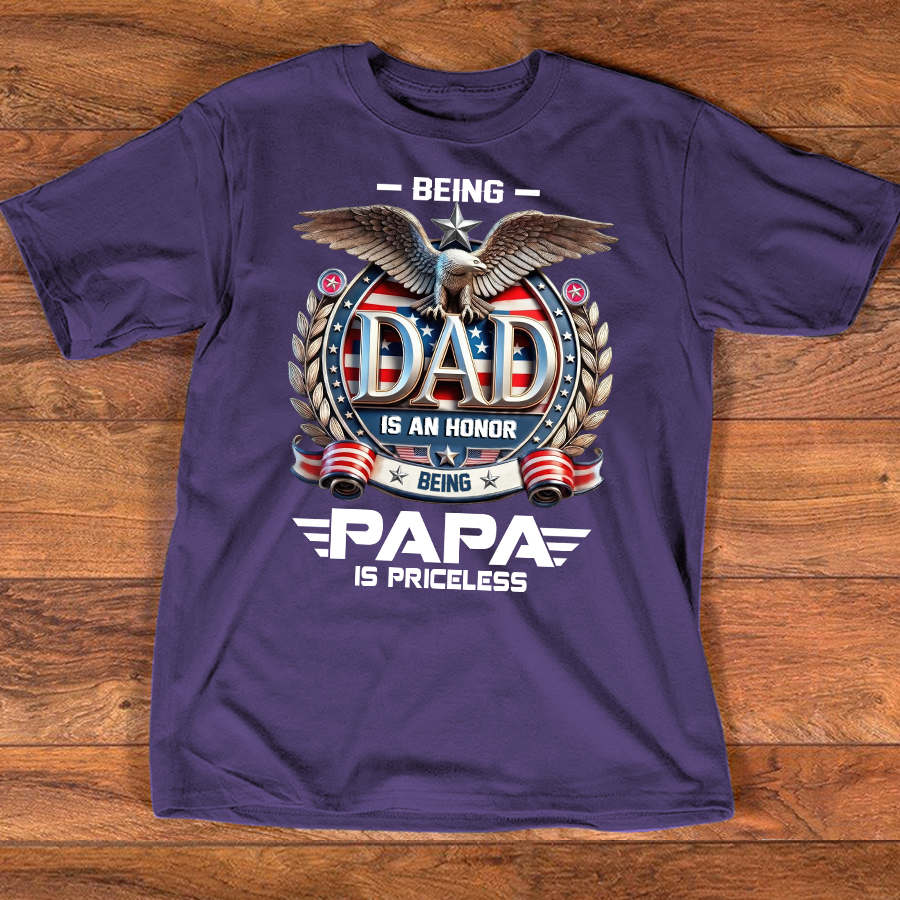 Papa Shirt Patriotic Eagle Design, Being Dad Is an Honor Quote T Shirt, Gift for Grandpa Papa
