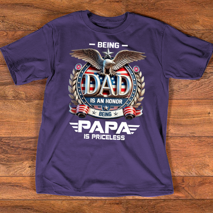 Papa Shirt Patriotic Eagle Design, Being Dad Is an Honor Quote T Shirt, Gift for Grandpa Papa