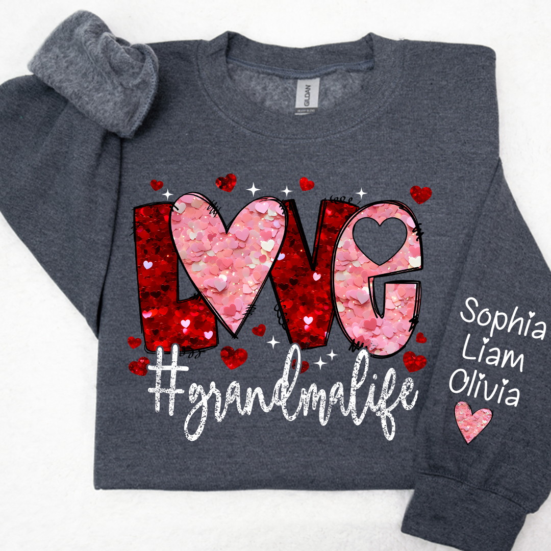 Love Heart Glitter Grandma Life And Kids LTP01