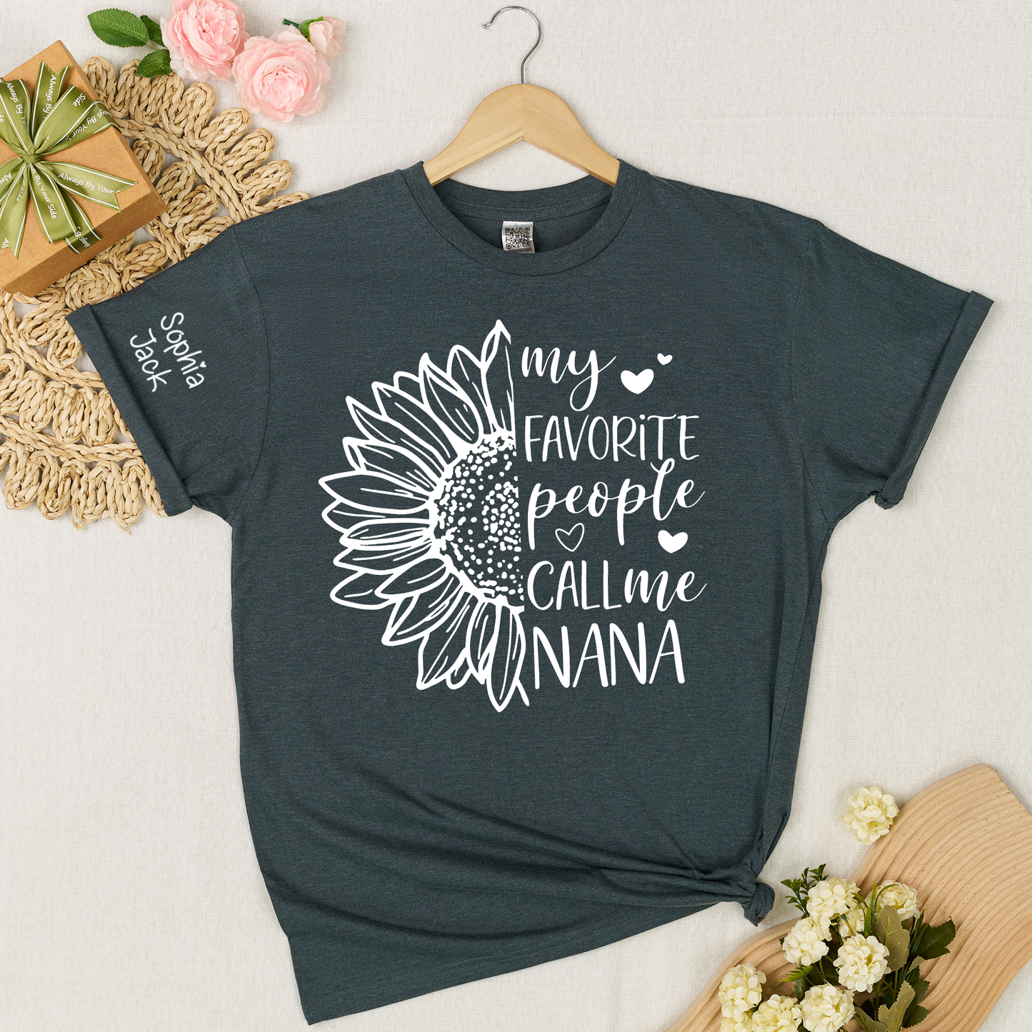 My Favorite People Call Me Nana Shirt – Personalized Sunflower Grandma T-Shirt with Custom Names