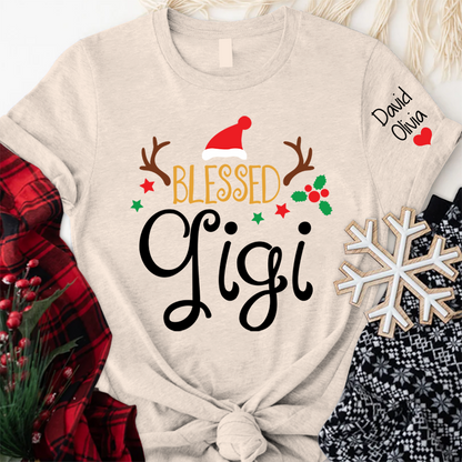 Blessed Gigi Christmas And Grandkids T-Shirt