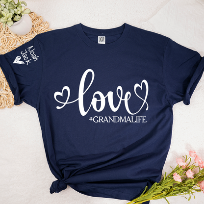 Love Grandma Life T-Shirt, Personalized Grandma Tee with Custom Names