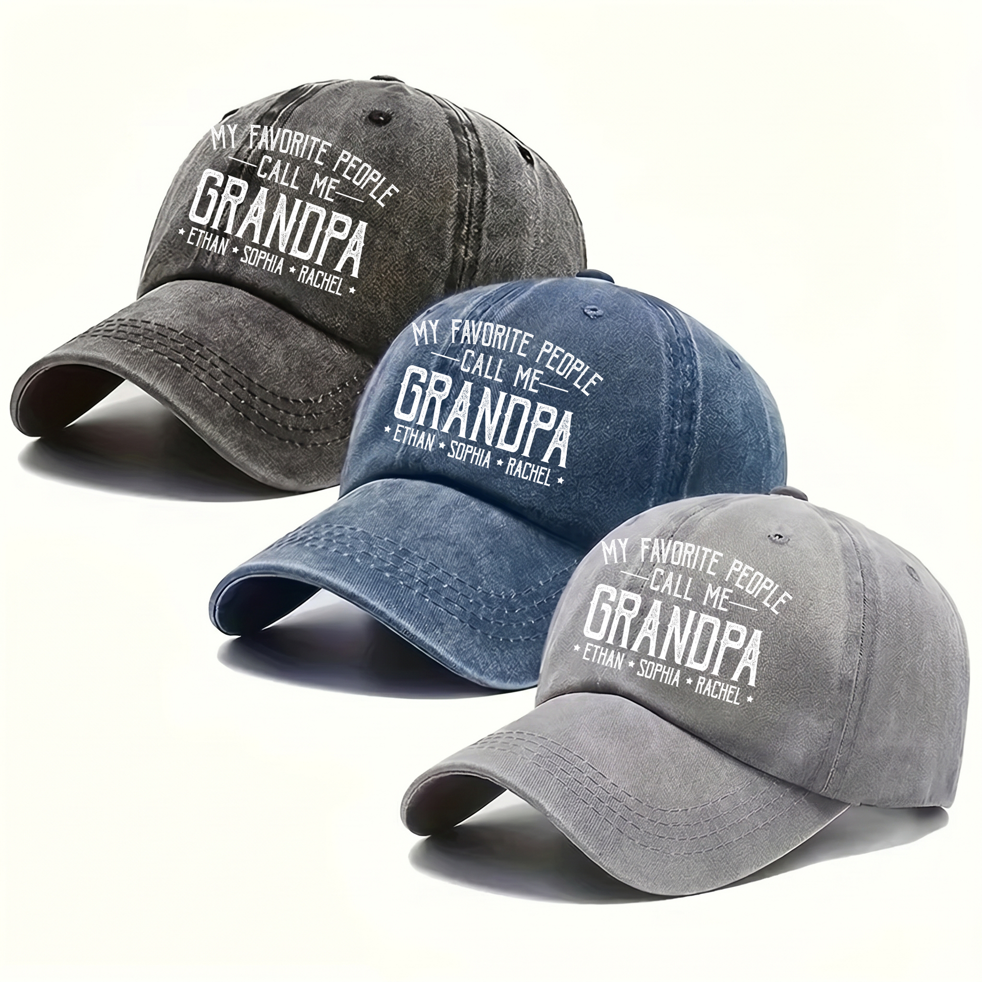 My Favorite People Call Me Love - Personalized Custom Vintage Washed Denim Cap