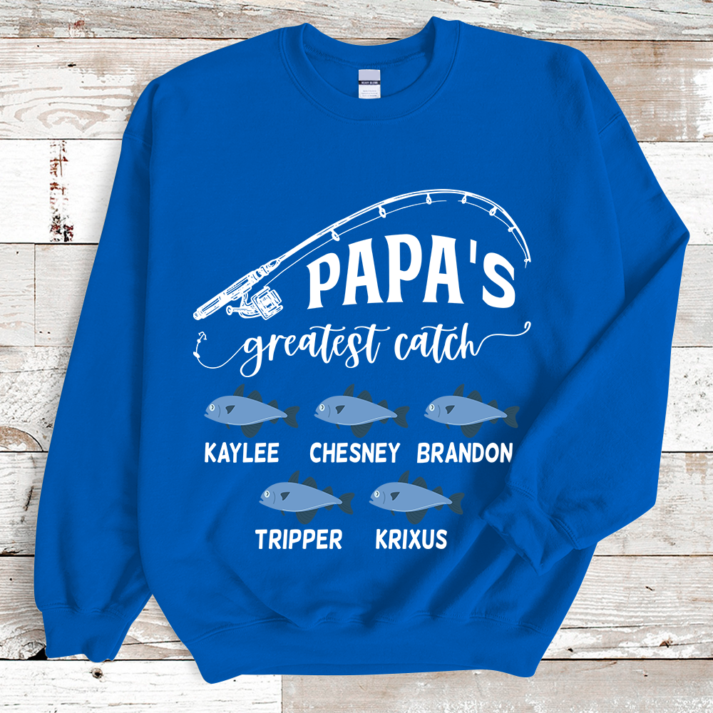 Papa Fishing Blanket, Personalized Father's Day Sweatshirt