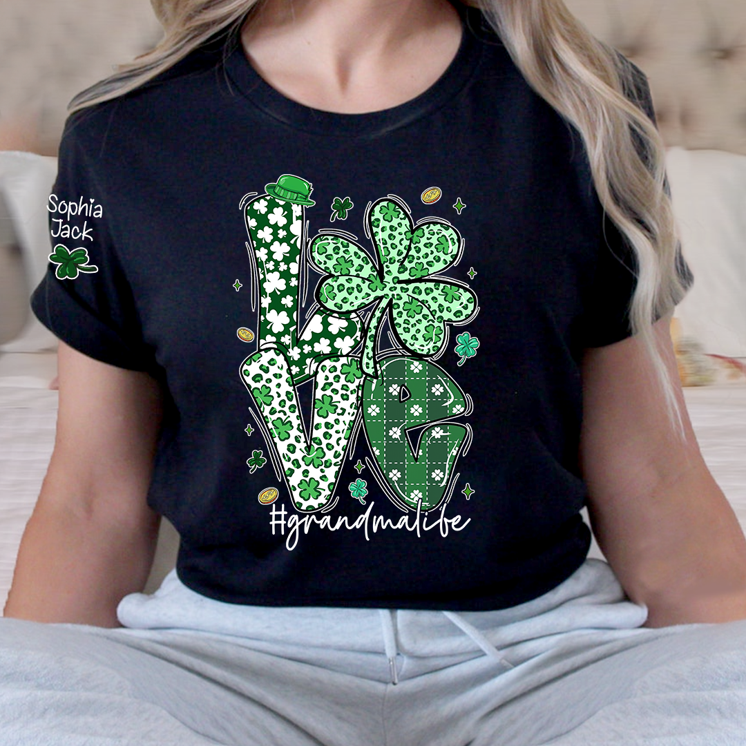 Love Grandma Life St. Patrick's Day t-shirt, I Love Being Called Nana family style spring t-shirt