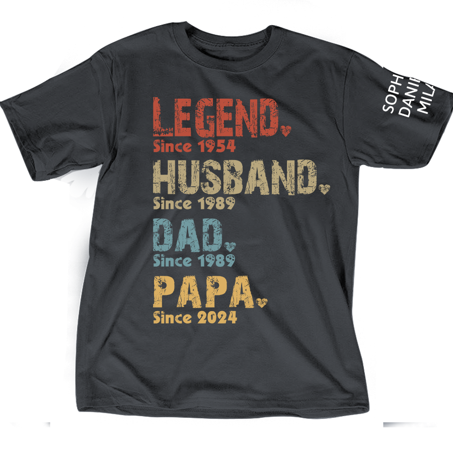Legend Papa Custom Papa Grandpa Dad And Grandkis T-Shirt