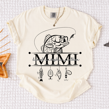 Comfort Colors® Personalized Mimi Fishing Shirt Custom Name Angler Tee for Grandmother, Unique Gift for Grandma Who Loves Fishing