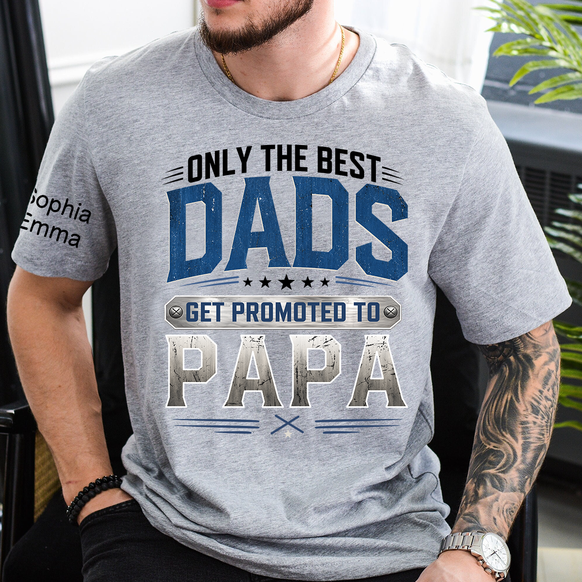 Only the Best Dads Get Promoted to Papa Personalized Shirt - Custom Gift with Kids' Names, Perfect for Father's Day, Family Gift for Fathers Day Birthday