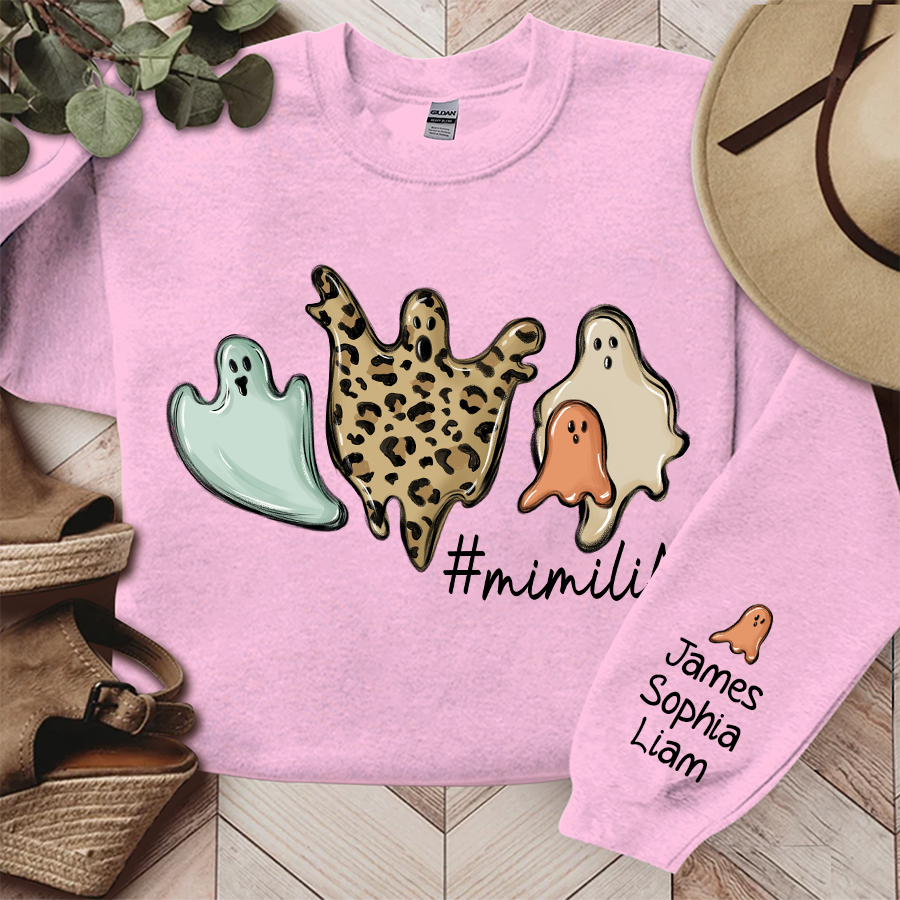 Mimi Life Ghost Halloween Sweatshirt, Custom Mimi & Grandkids, Grandma Gift Halloween TH