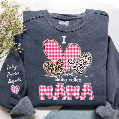 Grandma Valentine Sweatshirt, I Love Being Nana Heart Design, Personalized Family Love Crewneck