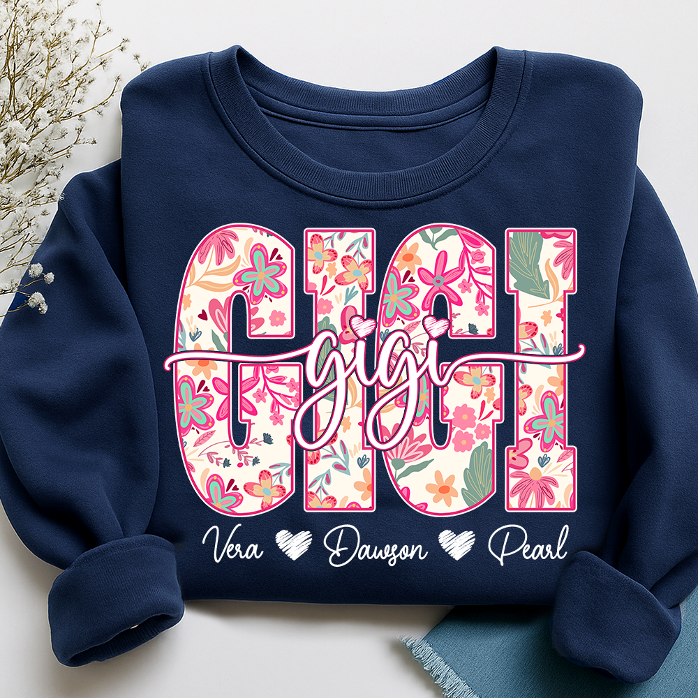 Gigi Sweatshirt Cute Floral Graphic Tee, For Gift Grandma And Kids