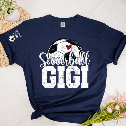 Soccer Mimi Shirt with Custom Names, Soccer Ball Heart Family Tee
