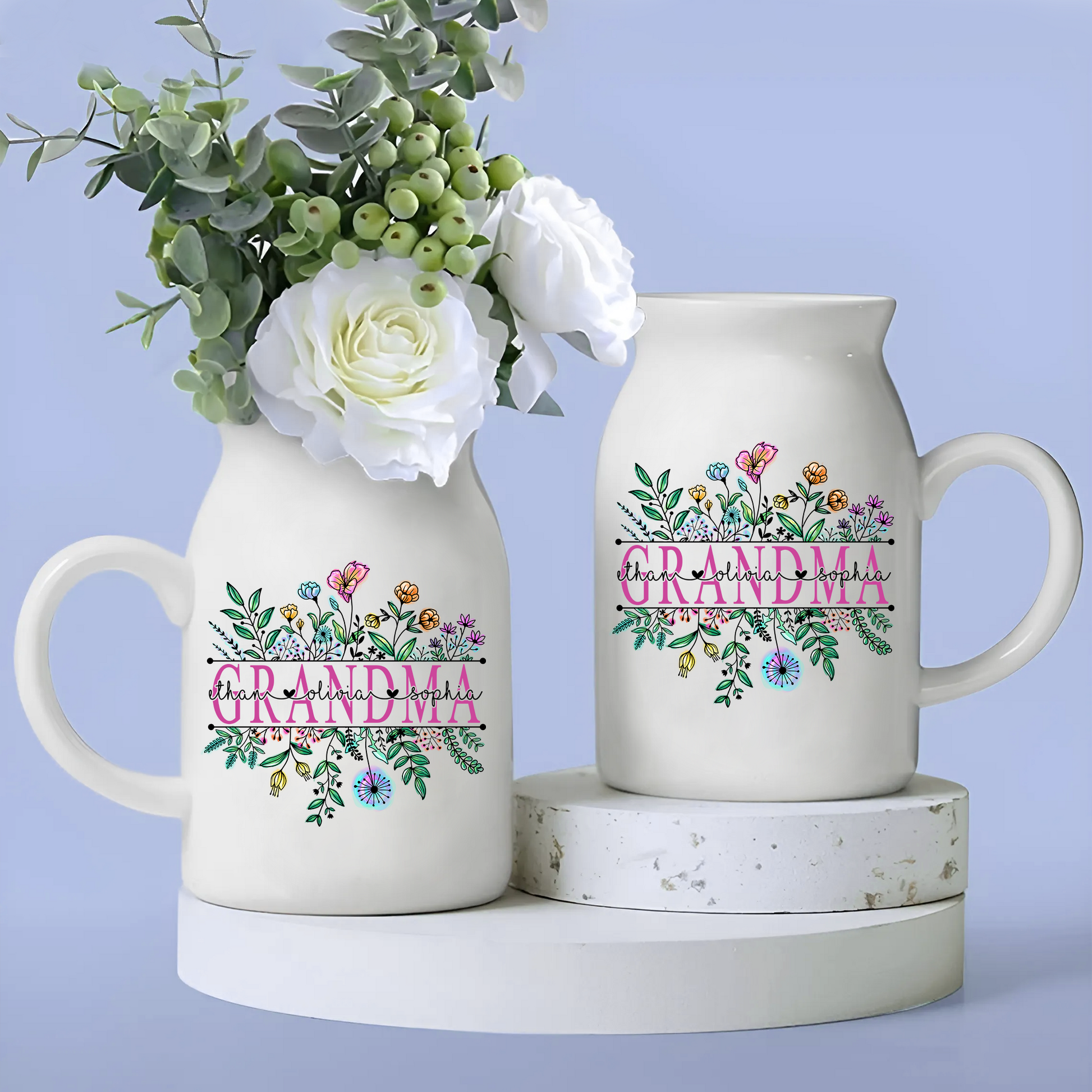 Flowers For Grandma And Kids - Custom Home Decoration Flower Vase According To Family Requirements - Warm Gift For Mother's Day, Ceramic Flower Vase