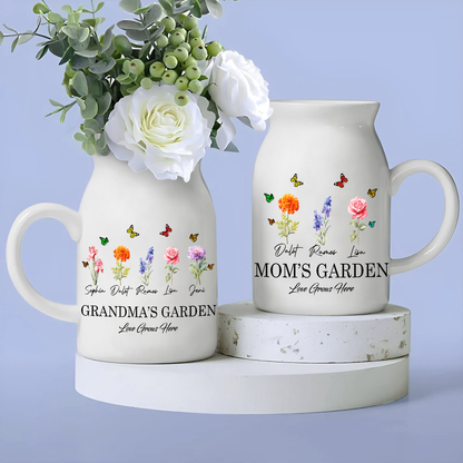 Personalized Grandma's Garden And Grandkids Flower Ceramic Flower Vase