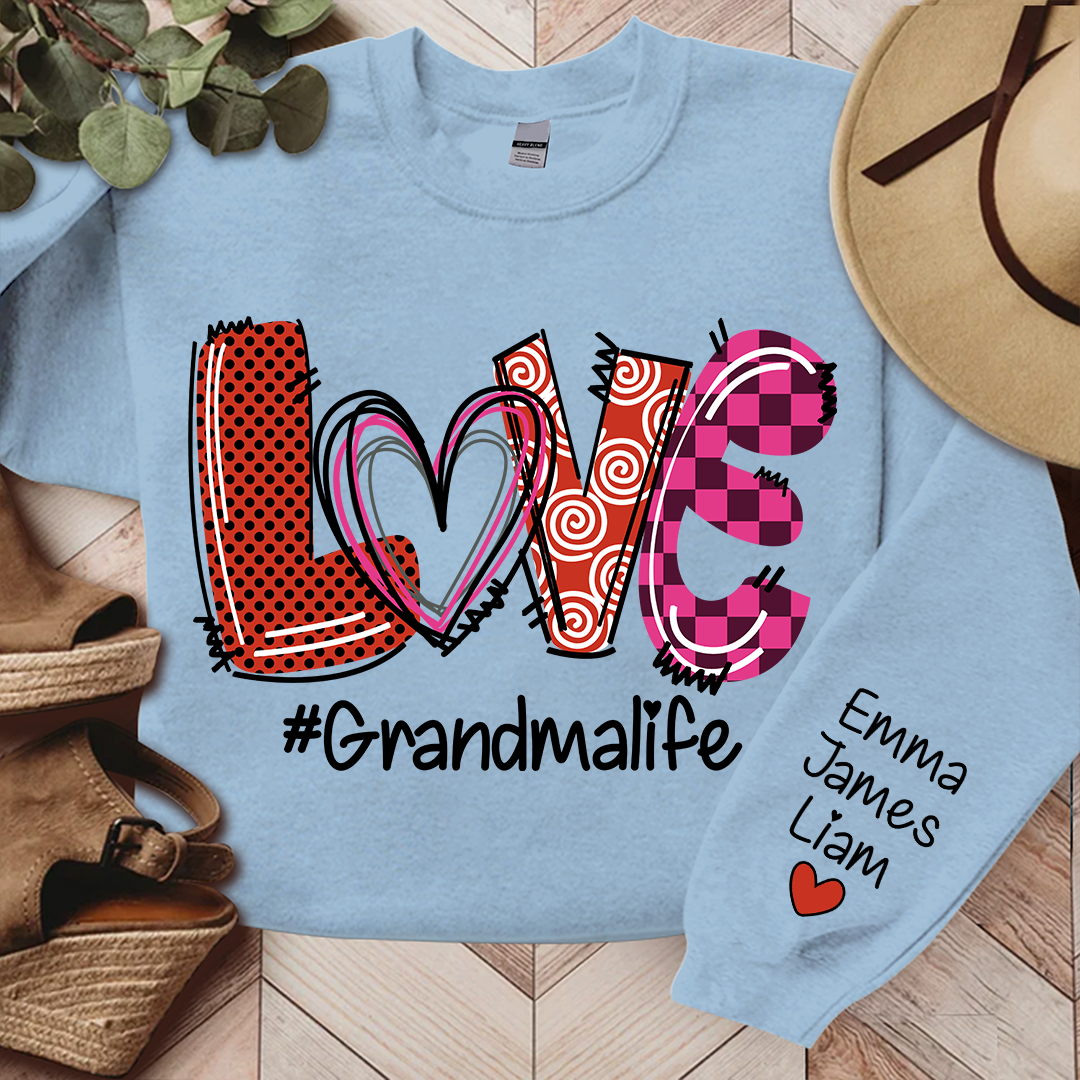 Personalized Love Valentine Grandma Life With Kids, Gift For Grandma Valentine TH Sweatshirt