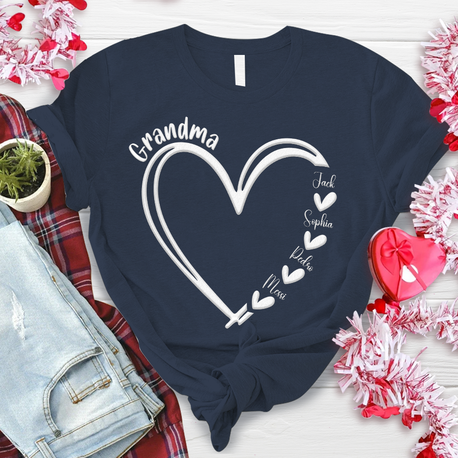 Custom Name Grandma And Kids, Puff Print Design  LTP01