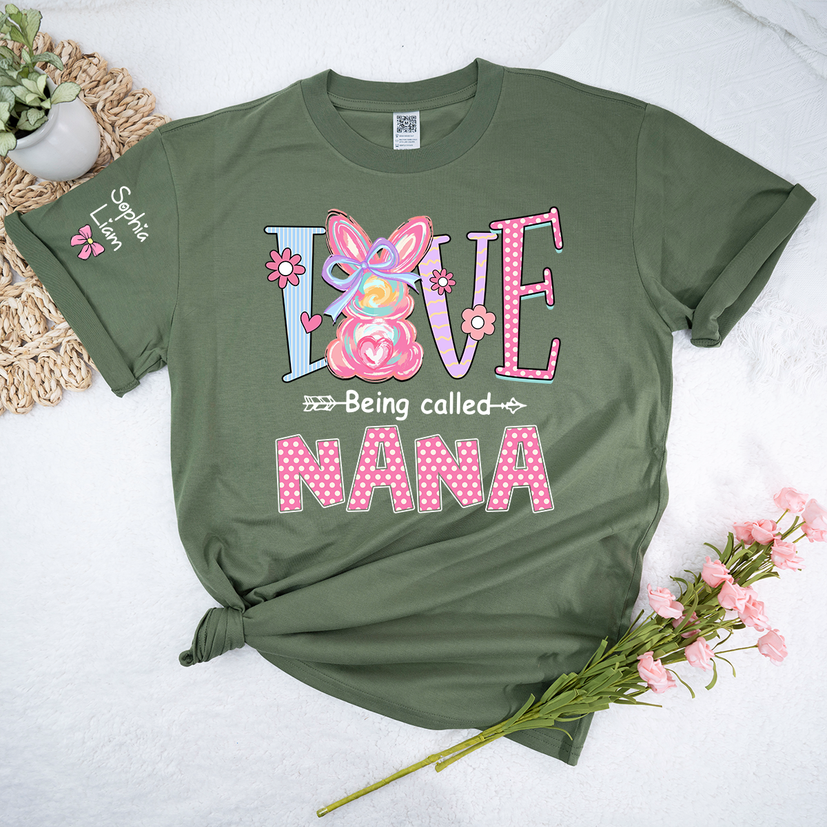 Personalized Nana Bunny Shirt For Easter, Custom Grandma Shirt With Kids Names