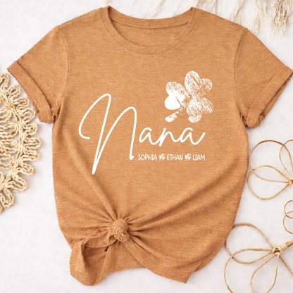 Nana Shamrock Shirt for St Patrick’s Day, Personalized Grandmalife Family Tee