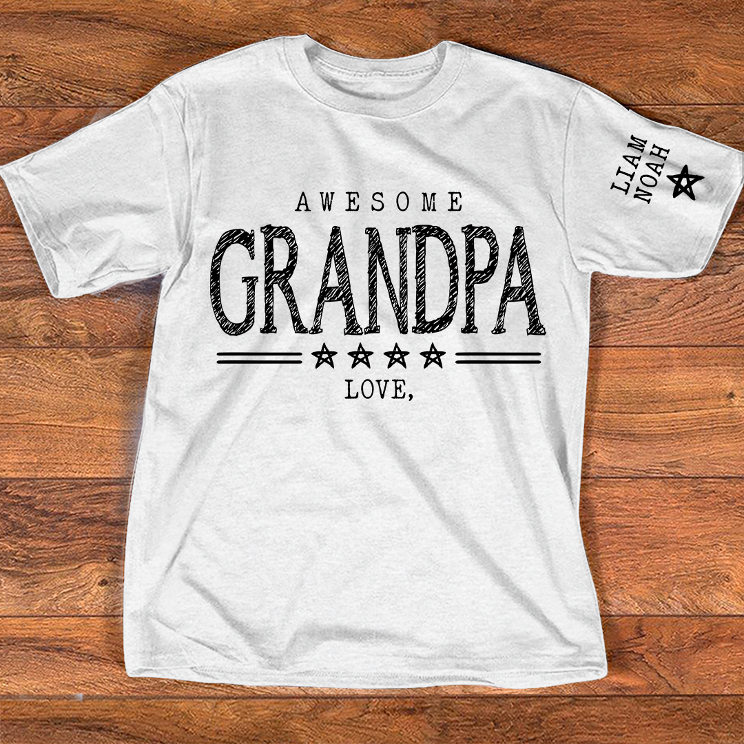 Awesome Grandpa Shirt, Custom T-Shirt with Grandkids' Names, Perfect Gift for Grandpa
