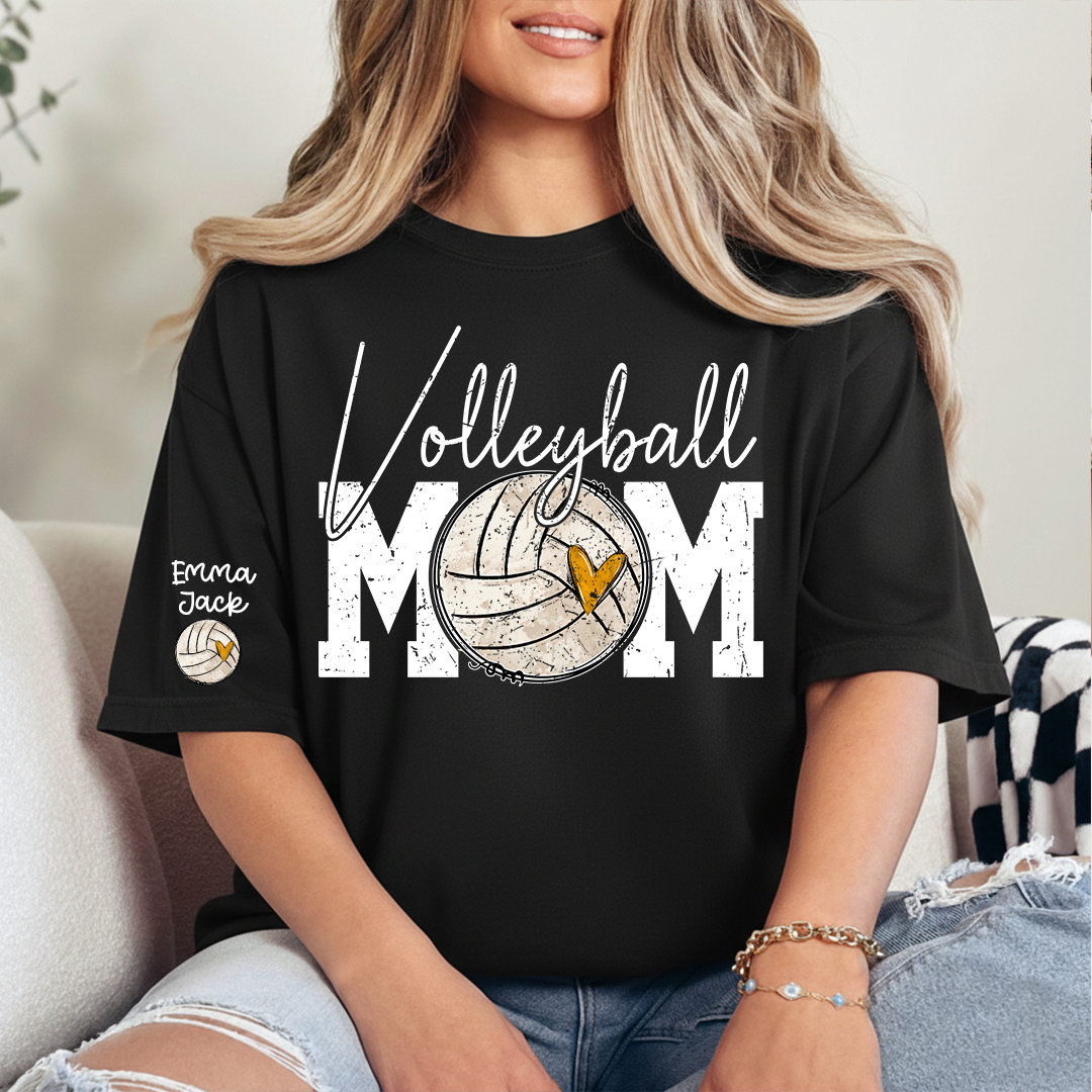 Personalized Volleyball Mom Shirt, Custom Grandkids Names and Volleyball Heart T Shirt