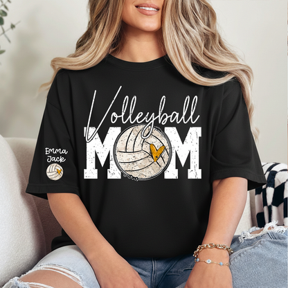 Personalized Volleyball Mom Shirt, Custom Grandkids Names and Volleyball Heart T Shirt