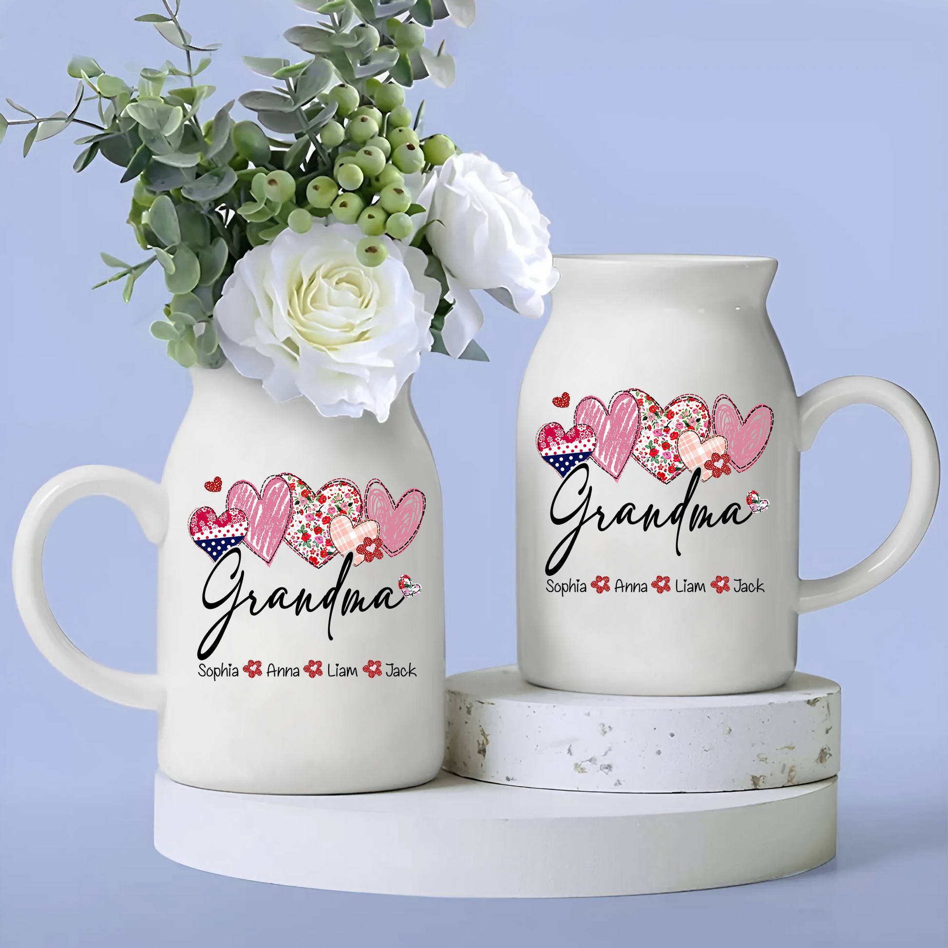 Gift Heart For Grandma And Kids - Custom Home Decoration Flower Vase According To Family Requirements - Warm Gift For Mother's Day, Ceramic Flower Vase