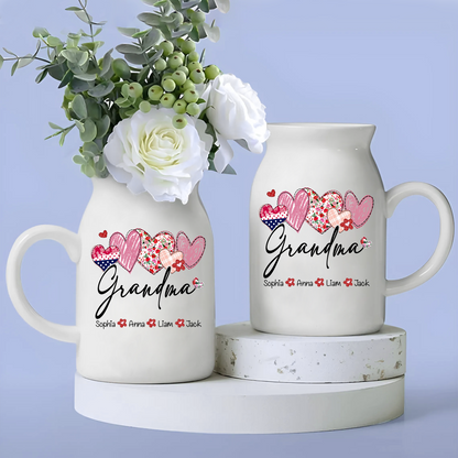 Gift Heart For Grandma And Kids - Custom Home Decoration Flower Vase According To Family Requirements - Warm Gift For Mother's Day, Ceramic Flower Vase
