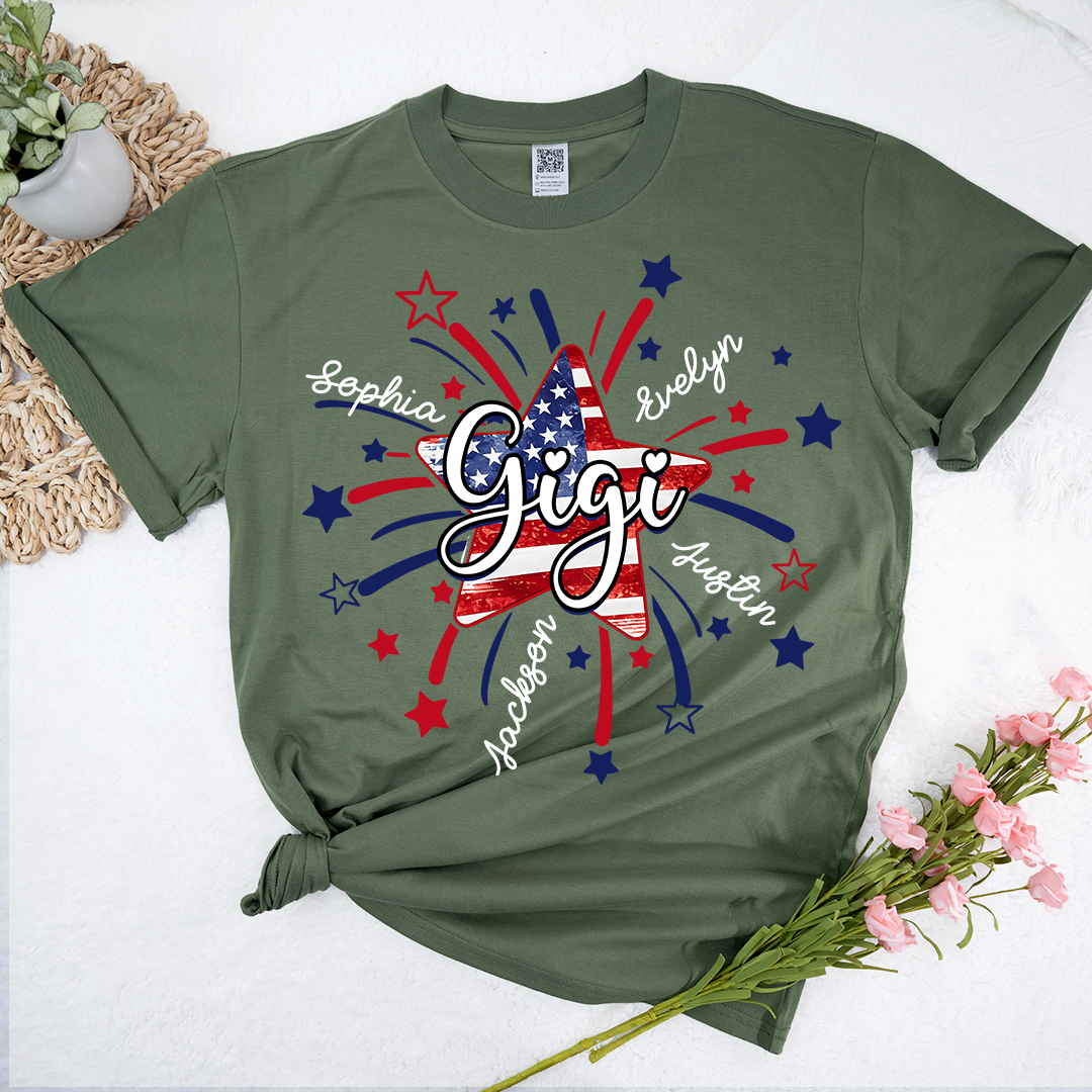 Personalized 4th Of July Grandma, Star Firework For Gift Grandma with Kid Names
