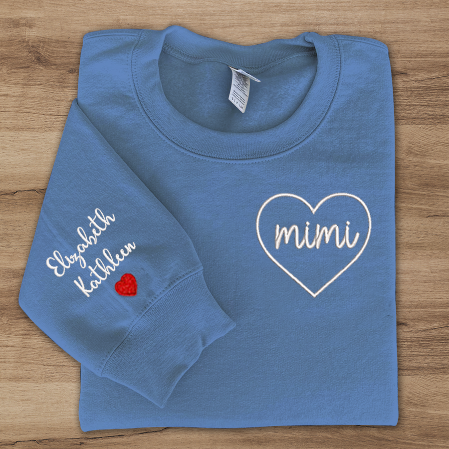 Mimi Embroidered Sweatshirt, Custom Mimi And Kids, Grandma Gift TH Sweatshirt
