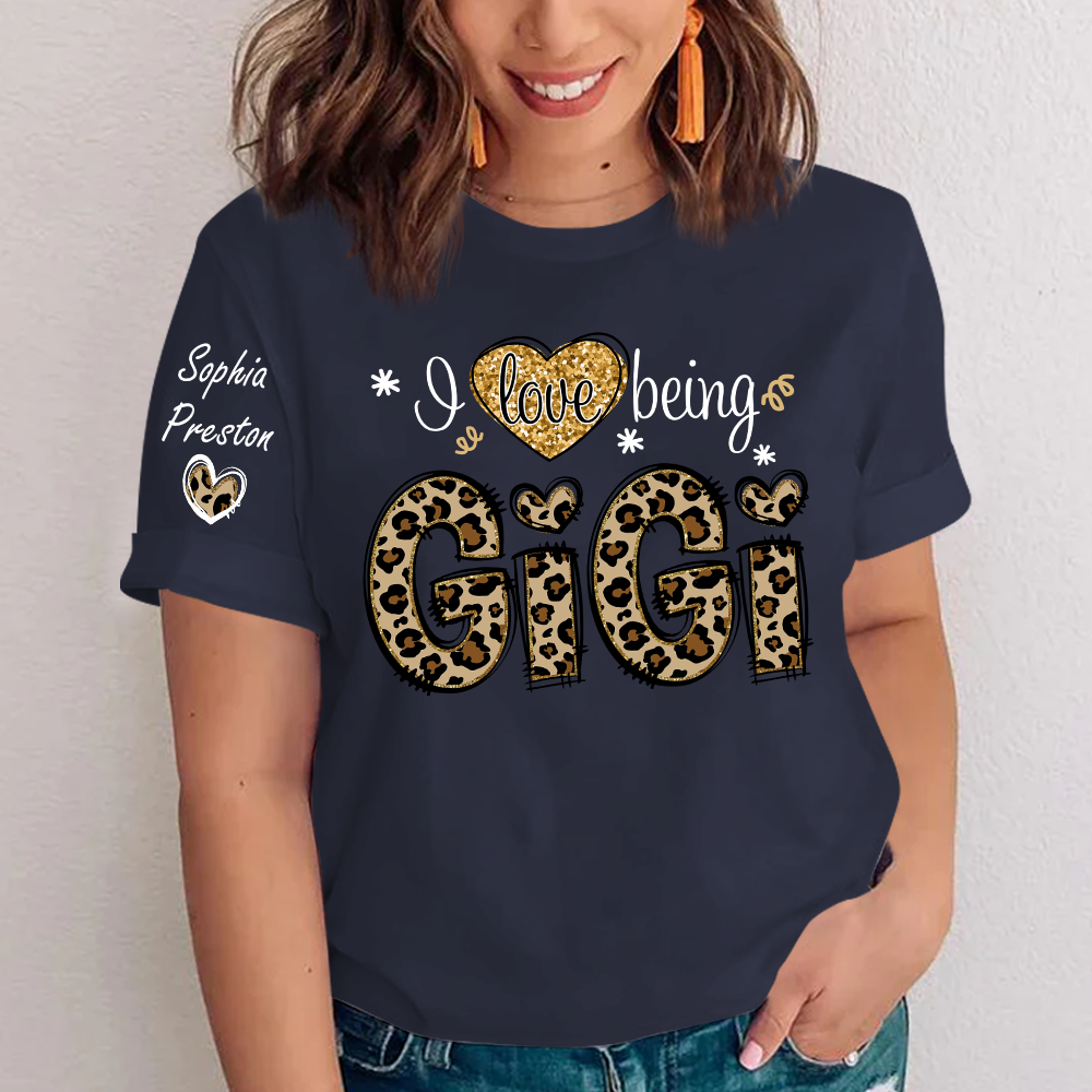 I Love Being Gigi Leopard, Custom Gigi And Kids, Grandma Gift TH T-Shirt