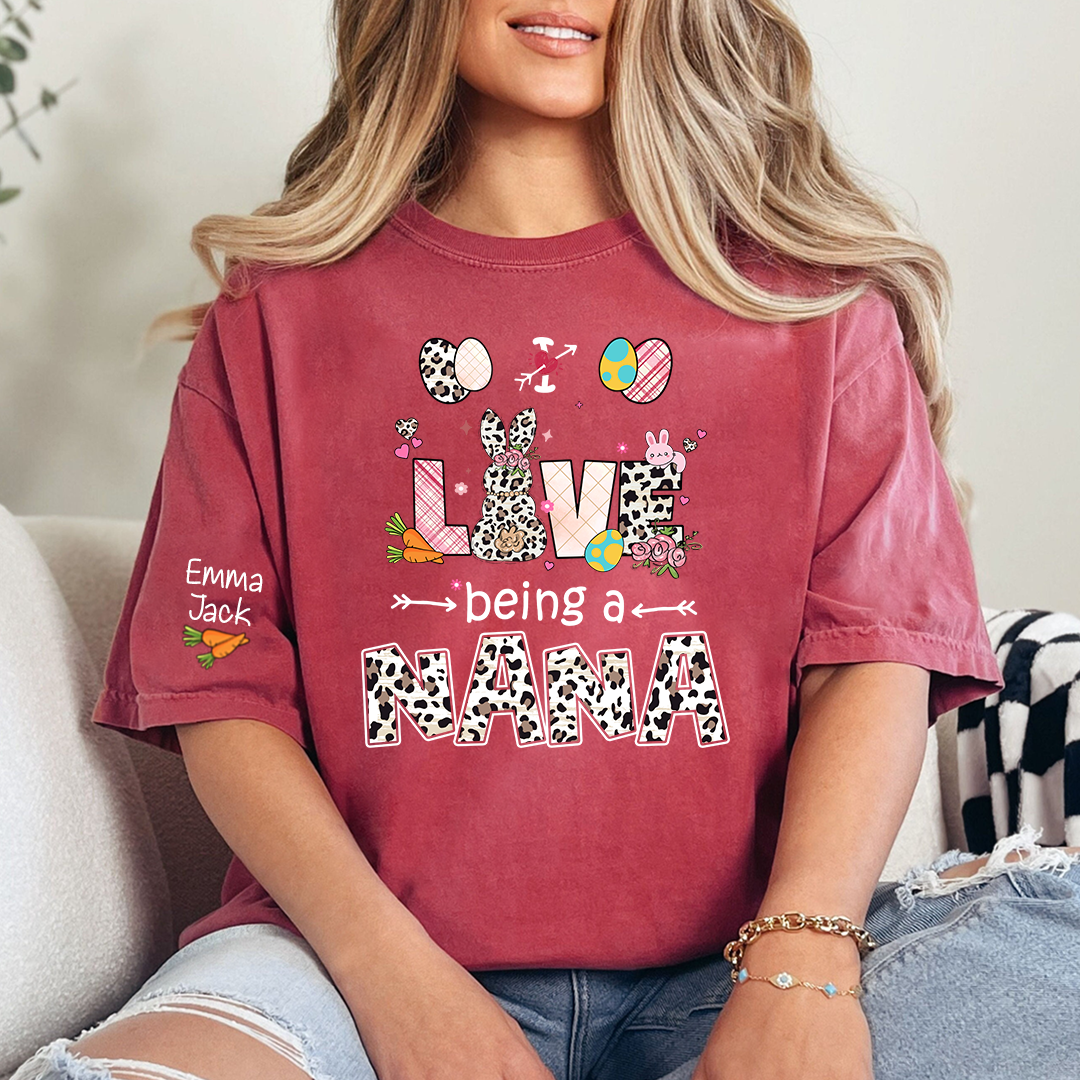 Love Being a Nana T Shirt, Cute Easter Bunny Family Shirt For Nana And Kids