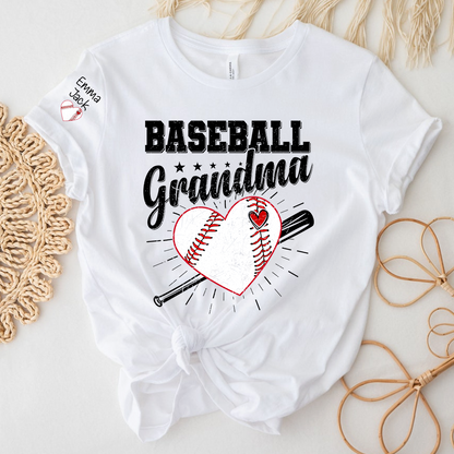 Custom Baseball Grandma T-Shirt, Personalized Family Tee for Baseball Season and Game Days