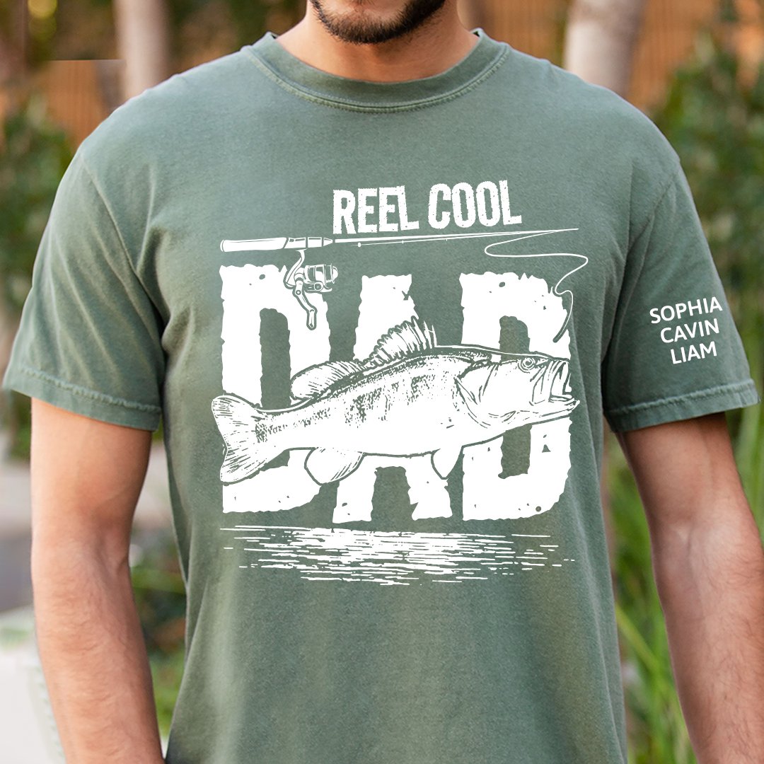 Reel Cool Papa Tee Fishing Lover Shirt Bass Fish Design Gift for Grandpa