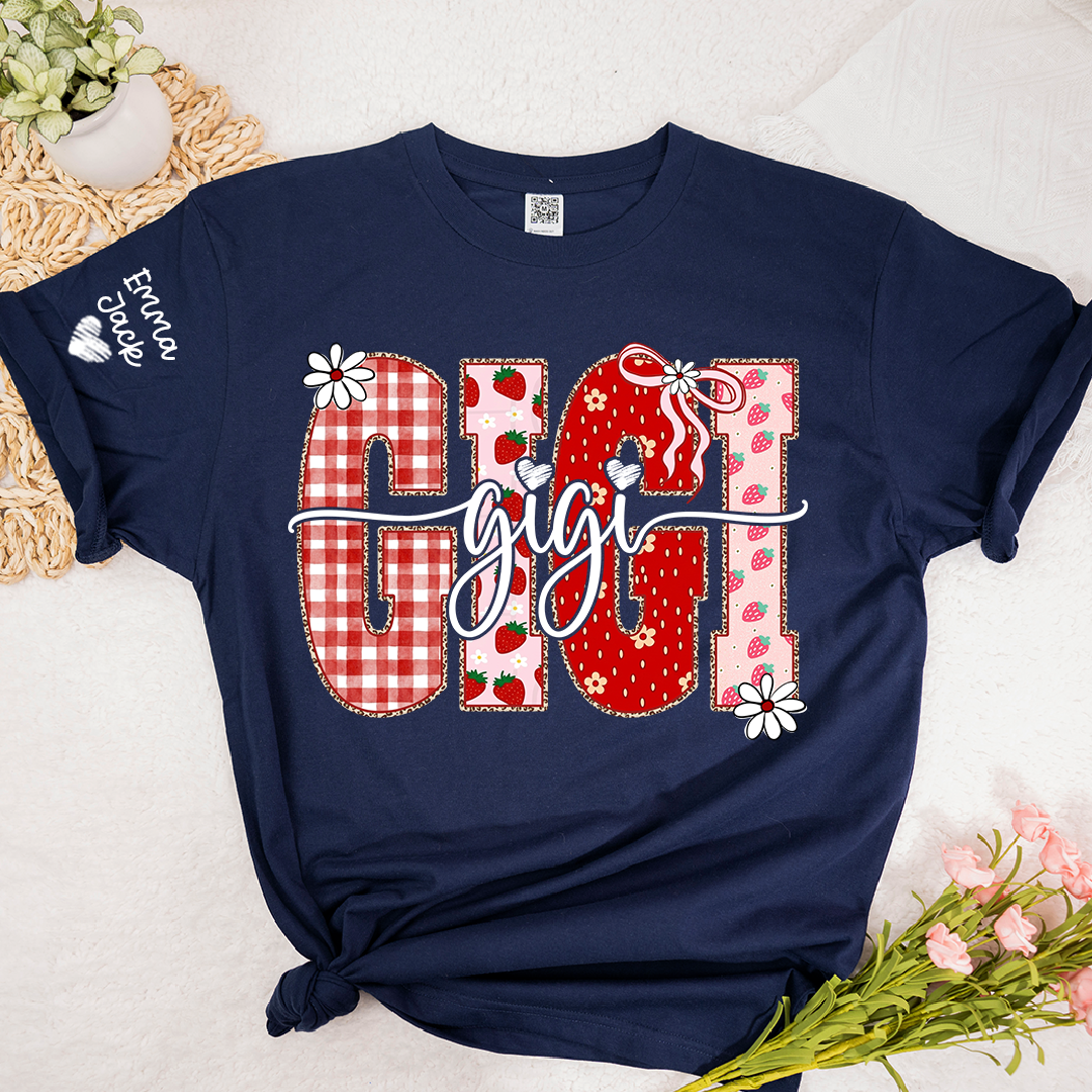 Custom Designed For Gigi With A Strawberry And Floral Pattern, A Unique Outfit Made Just For Grandma