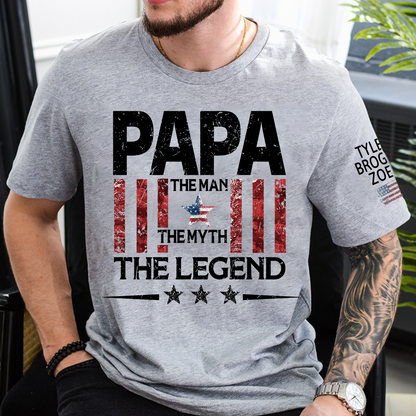 Personalized Papa The Man The Myth The Legend, Patriotic Stars Art Set For Gifr Papa And Kids