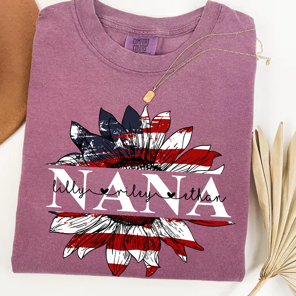 Comfort Colors® Grandma Flower Flag USA Shirt, Gift For Grandma T-Shirt