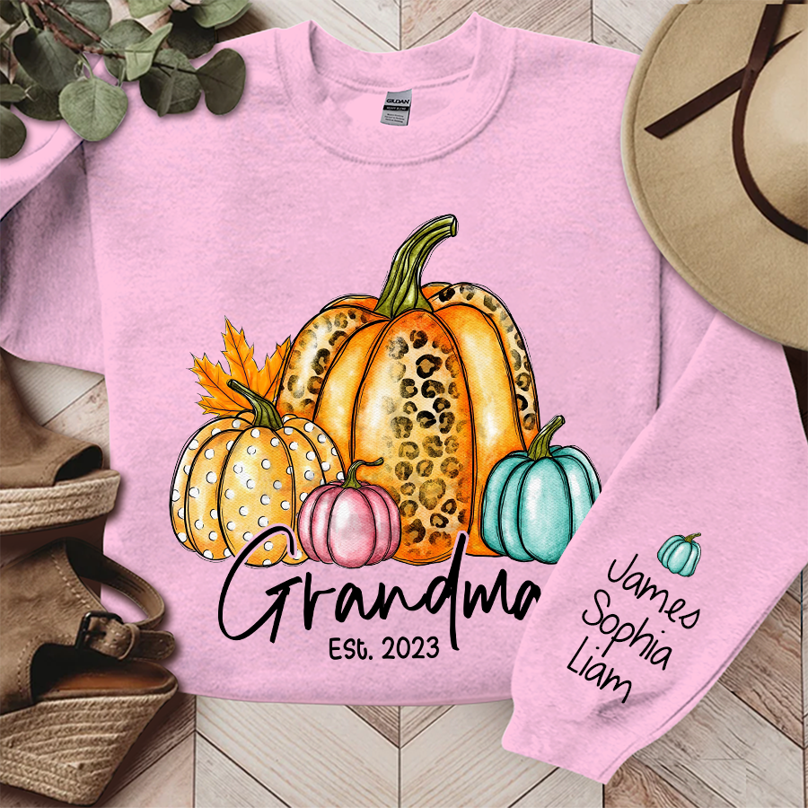 Fall Autumn Sweatshirt, Grandma Est With Grandkids Autumn, Grandma Gift TH