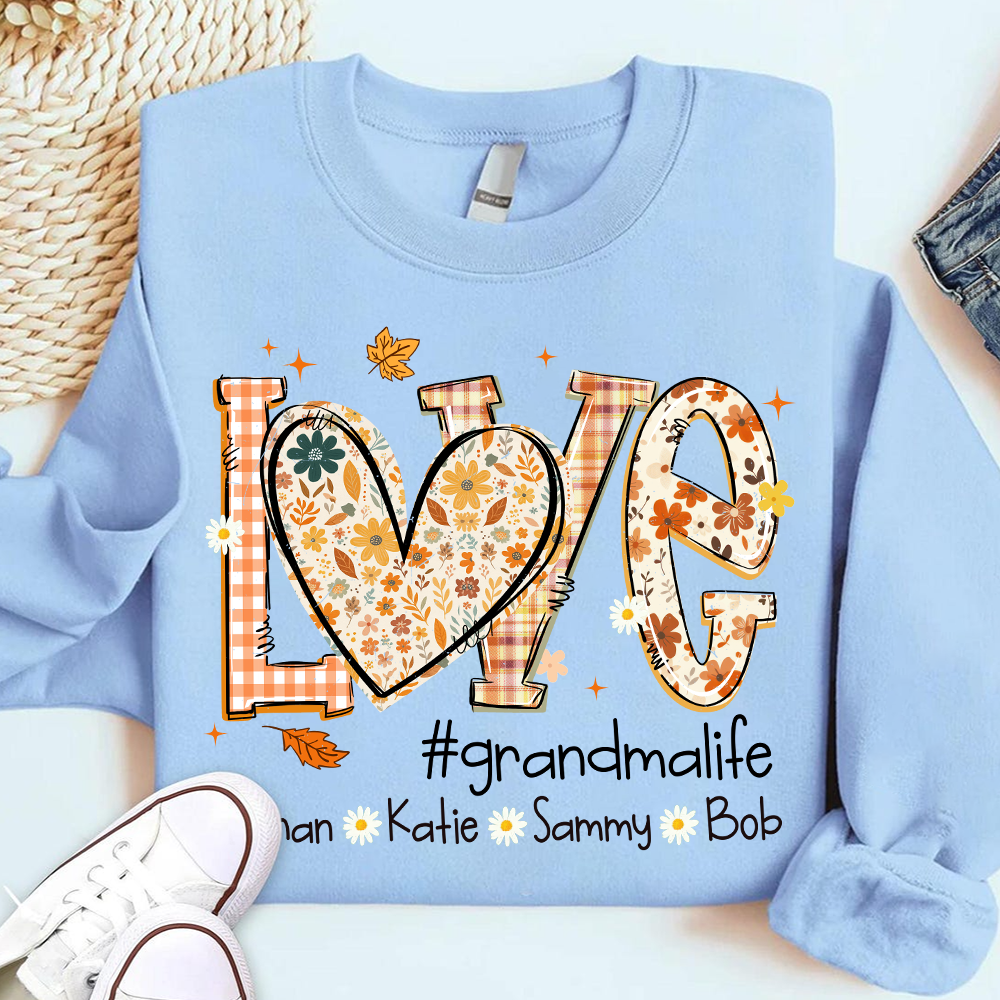 Love Personalized Preppy Fall Cozy Season, Custom Mimi And Kids Names