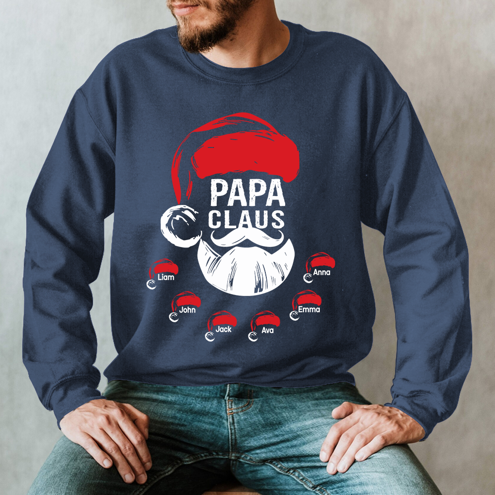 Custom Papa Claus Christmas, Gift For Papa And Kids Sweatshirt