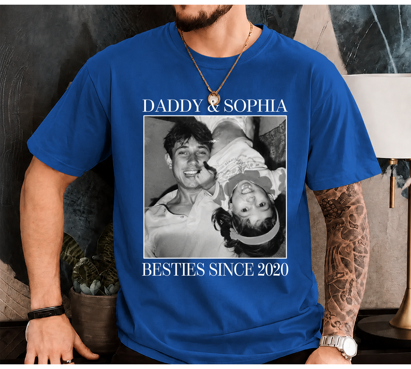 Personalized Father's Day Photo Shirt, Custom Besties Since Gift for Dad Daddy Papa T-shirt