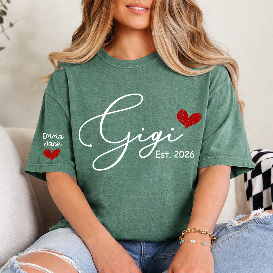 Personalized Gigi T-Shirt Est. 2026 for Grandmothers Custom Name Gift